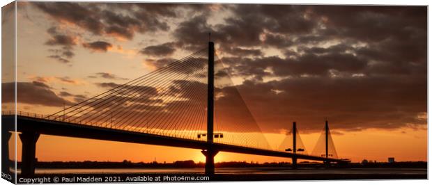 Mersey Gateway Bridge at sunset panorama Canvas Print by Paul Madden