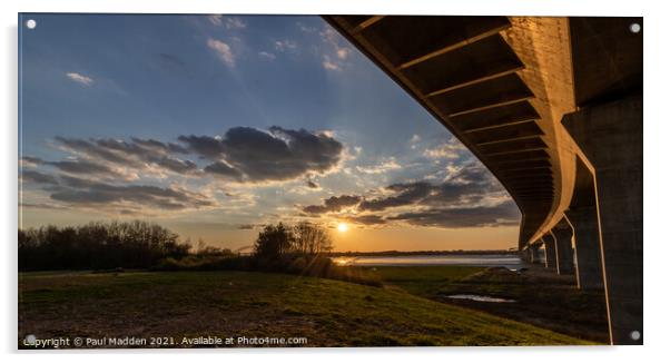 Mersey Gateway Bridge at sunset Acrylic by Paul Madden