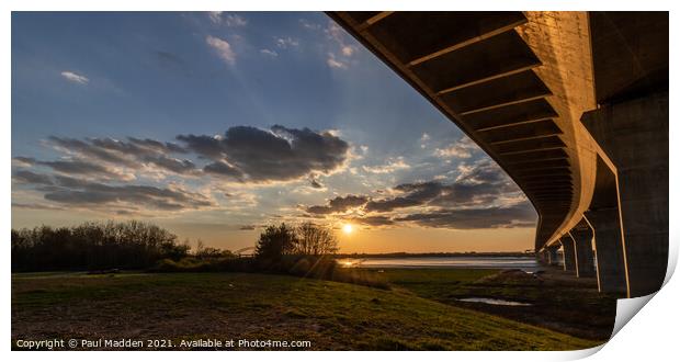 Mersey Gateway Bridge at sunset Print by Paul Madden