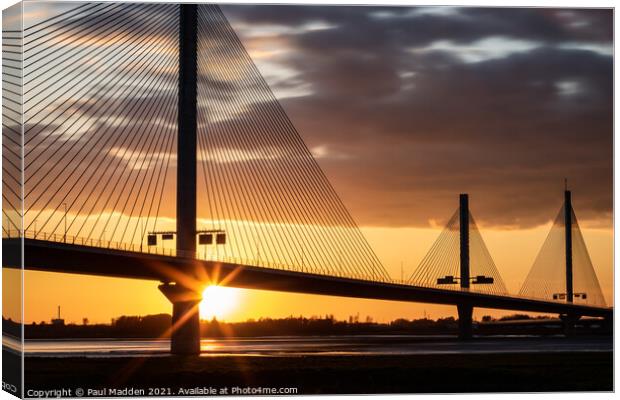 Sunset from the Mersey Gateway Bridge Canvas Print by Paul Madden
