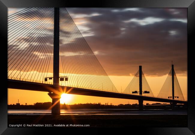 Sunset from the Mersey Gateway Bridge Framed Print by Paul Madden