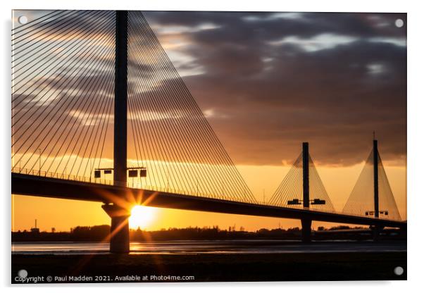 Sunset from the Mersey Gateway Bridge Acrylic by Paul Madden