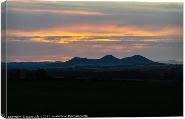 The Eildon hills at Sunset, Scottish Borders, UK Canvas Print by Dave Collins