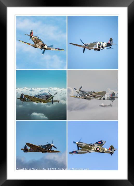 Spitfires Galore Framed Mounted Print by Steve de Roeck