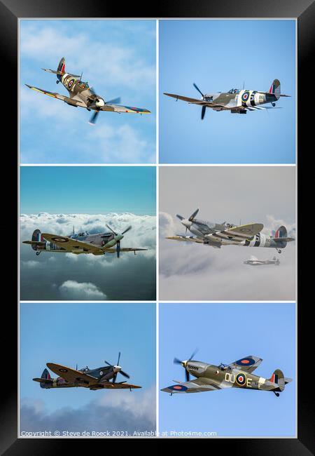 Spitfires Galore Framed Print by Steve de Roeck