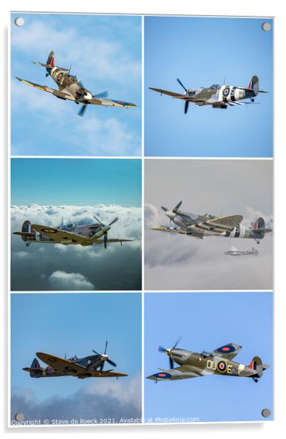 Spitfires Galore Acrylic by Steve de Roeck