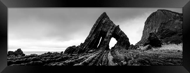 Blackchurch Rock in Devon Black and white Framed Print by Sonny Ryse