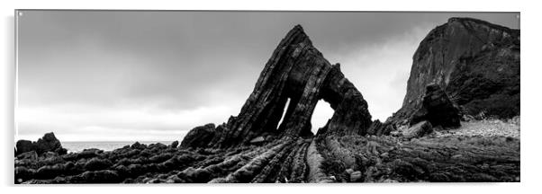Blackchurch Rock in Devon Black and white Acrylic by Sonny Ryse