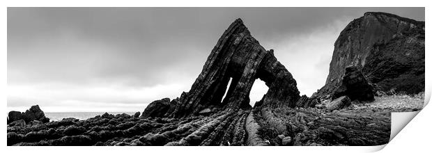 Blackchurch Rock in Devon Black and white Print by Sonny Ryse