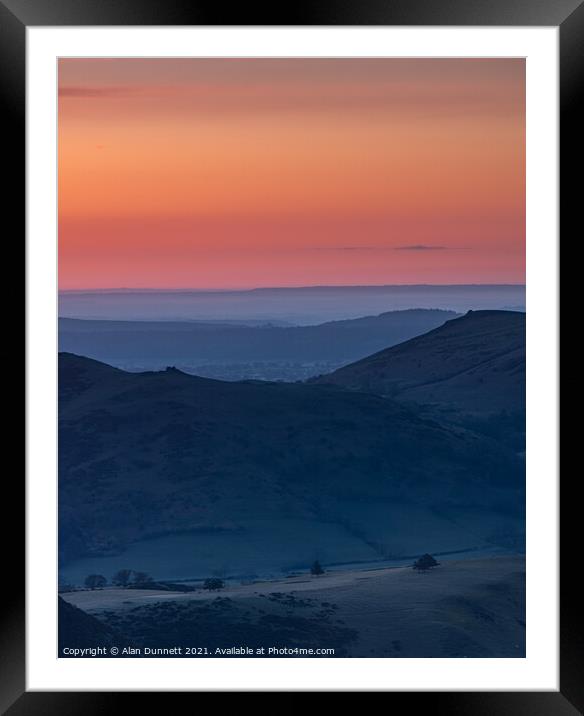 Early sunrise over the Shropshire Hills Framed Mounted Print by Alan Dunnett