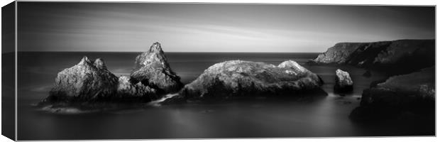 Kynance Cove Cornwall black and white Canvas Print by Sonny Ryse