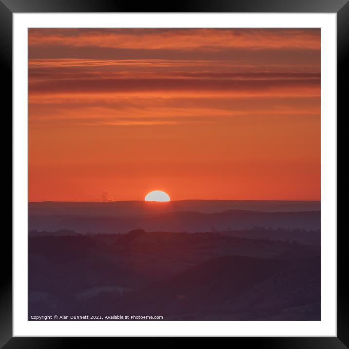 Rising sun over the Shropshire Hills Framed Mounted Print by Alan Dunnett