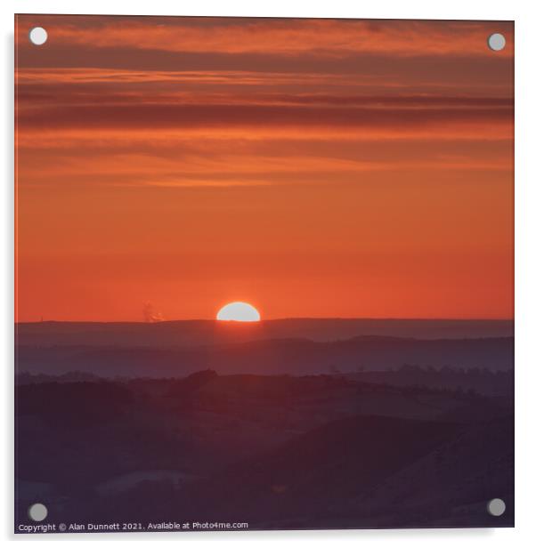 Rising sun over the Shropshire Hills Acrylic by Alan Dunnett