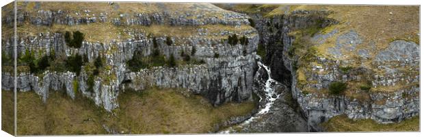 Malham Cove gordale Scare Waterfall aerial Canvas Print by Sonny Ryse