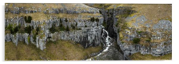 Malham Cove gordale Scare Waterfall aerial Acrylic by Sonny Ryse