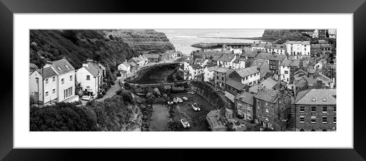 Staithes Coastal town england black and white Framed Mounted Print by Sonny Ryse