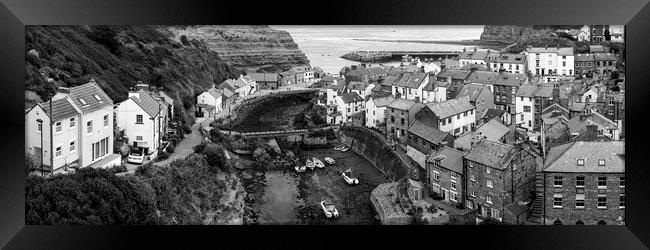 Staithes Coastal town england black and white Framed Print by Sonny Ryse