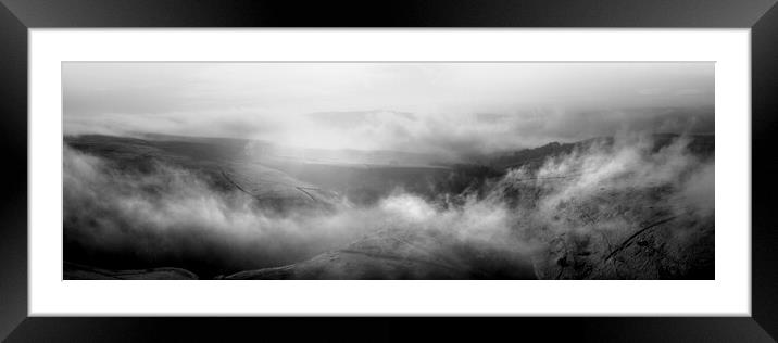 Yorkshire Dales mist black and white Framed Mounted Print by Sonny Ryse