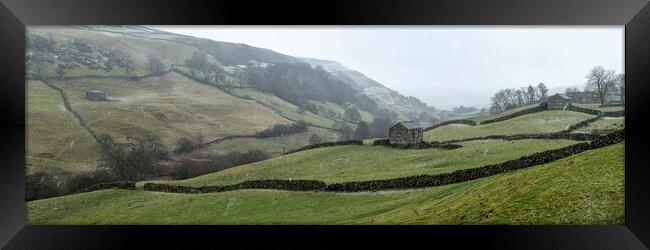 Thwaite in the Yorkshire Dales Swaledale as the snow falls Framed Print by Sonny Ryse