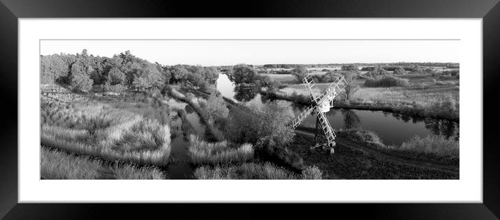 Norfolk Broads Mill black and white Framed Mounted Print by Sonny Ryse