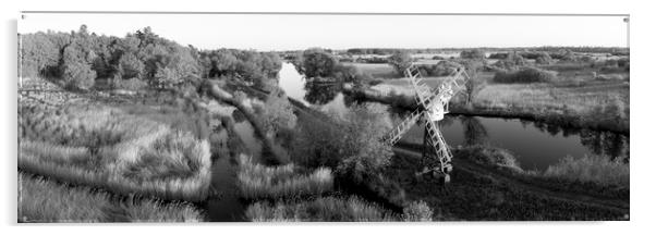 Norfolk Broads Mill black and white Acrylic by Sonny Ryse