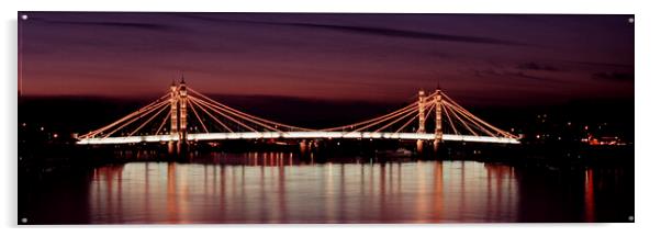 Albert Bridge London at night Acrylic by Sonny Ryse