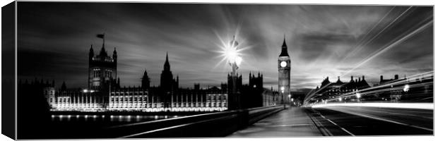 Big ben and the Houses of Parliament and the westminster bridge black and white Canvas Print by Sonny Ryse