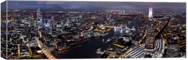 London Aerial Cityscape at Night Canvas Print by Sonny Ryse