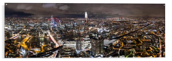 London City Skyline at Night Aerial Acrylic by Sonny Ryse