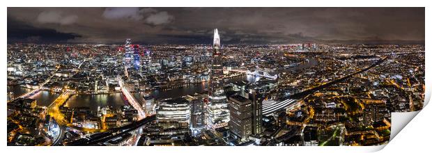 London City Skyline at Night Aerial Print by Sonny Ryse