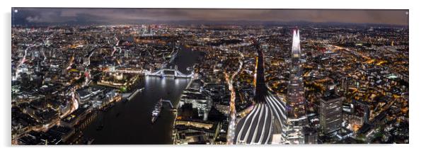 London Skyline at Night Aerial Acrylic by Sonny Ryse