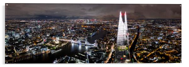 The Shard and the London Skyline aerial at night Acrylic by Sonny Ryse