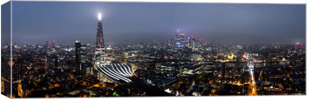 The Shard and the London Skyline at Night Canvas Print by Sonny Ryse
