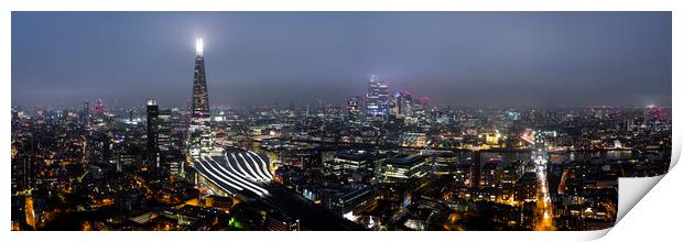 The Shard and the London Skyline at Night Print by Sonny Ryse