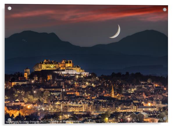 Stirling Castle Moonscape Acrylic by Craig Doogan