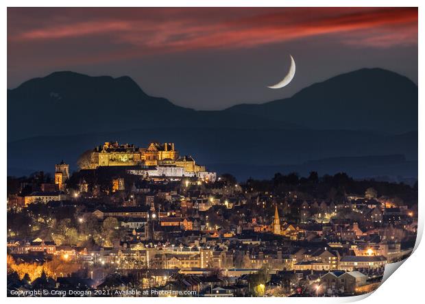 Stirling Castle Moonscape Print by Craig Doogan