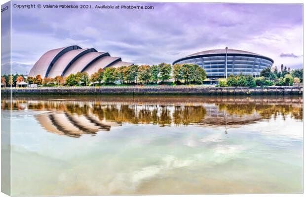 Glasgow Waterfront Reflection Canvas Print by Valerie Paterson