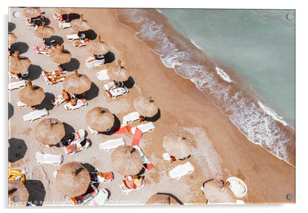 Ocean Art Print, Beach Umbrellas Print, Aerial Beach Print Acrylic by Radu Bercan