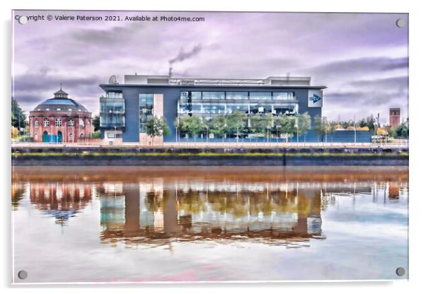 Glasgow City Reflection Acrylic by Valerie Paterson