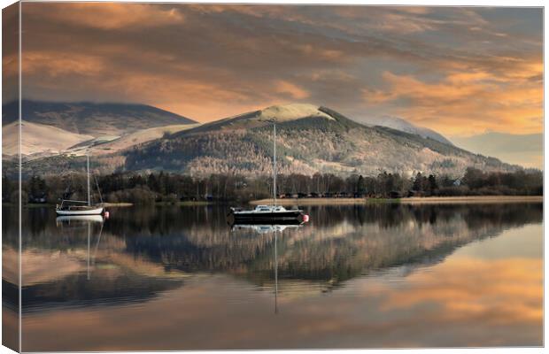 Sunrise over Latrigg from Portinscale  Canvas Print by Martin Lawrence