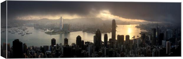 Hong Kong Skyline at sunrise from the peak Canvas Print by Sonny Ryse