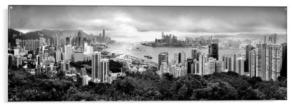 Hong Kong Skyline from north point black and white Acrylic by Sonny Ryse