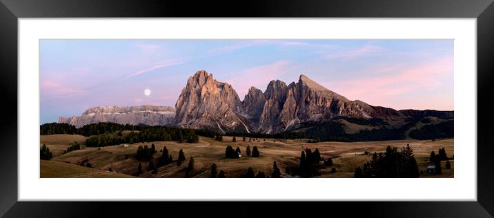 Alp di Suisse Seiser Alm Aline Meadow Sassopiatto sunset Italian Framed Mounted Print by Sonny Ryse