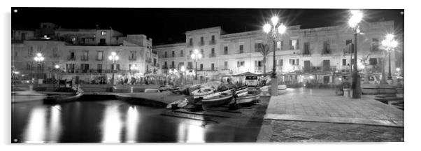 Liparis Island Italy Port Black and White Acrylic by Sonny Ryse