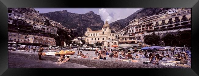 Positano Beach Italy Amalfi Coast Framed Print by Sonny Ryse