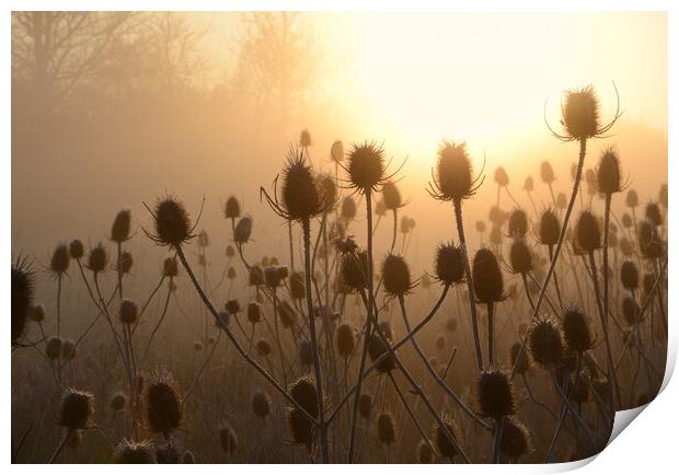 Morning Teasels Print by David Neighbour