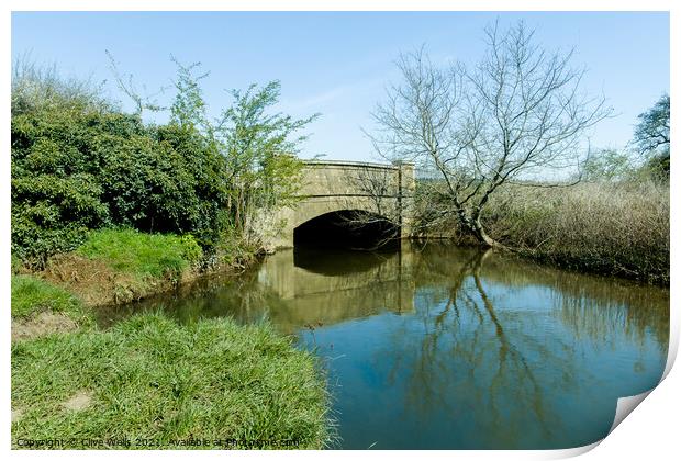 Calm water under the bridge. Print by Clive Wells