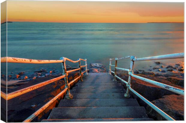 Handrail at Aberavon beach Canvas Print by Leighton Collins