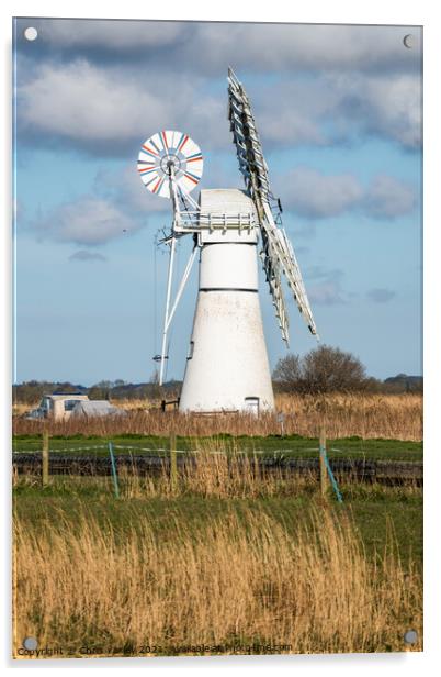 Thurne Mill, Norfolk Broads Acrylic by Chris Yaxley