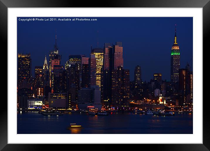 New York City Night Framed Mounted Print by Photo Loi